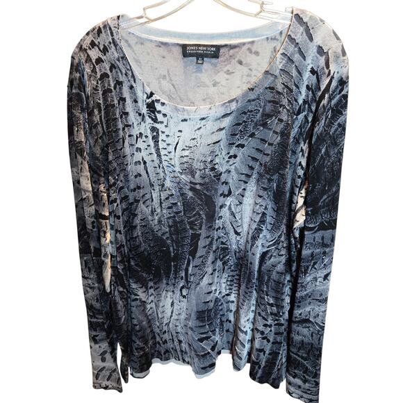 Jones New York 3X Gray Women's Top Shirt Long Sleeves Plus Size 3XL XXXL 26W 28W - Picture 2 of 6